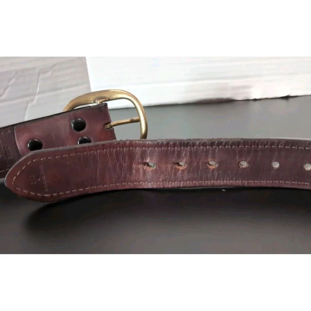 VINTAGE CABELA'S BROWN THICK COWHIDE LEATHER BELT SIZE 38   USA